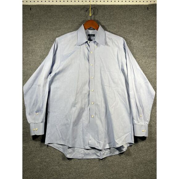 Izod Button Down Dress Shirt Men's 16.5 34 Blue Long Sleeve 80's 2-Ply Pinpoint - Picture 1 of 10